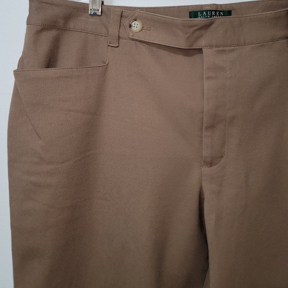New Lauren Ralph Lauren Womens Brown Adelle Stretch Cotton Straight Leg Pants 16 - Picture 6 of 15